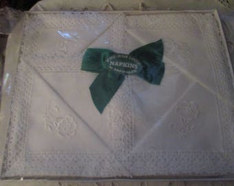 Vintage Pure Irish Linen Napkin Set by Brownlow (1970s)