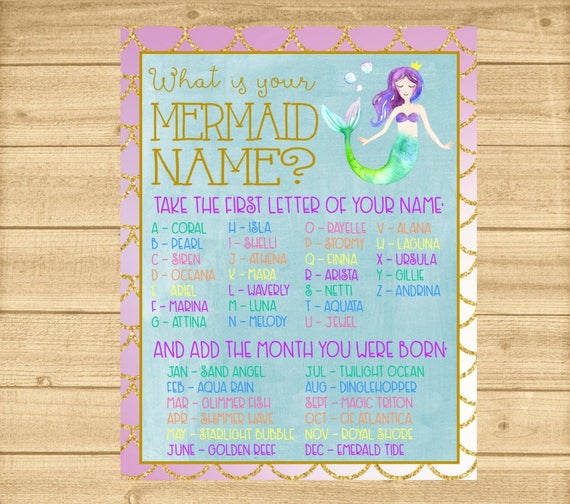 Mermaid Name Poster What's Your Mermaid Name