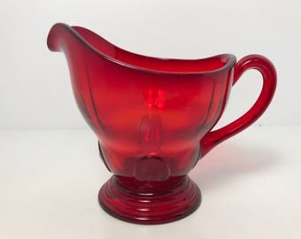 New Martinsville Glass Ruby Moondrops Pattern Creamer - Gorgeous Red Depression Glass