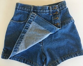 Vintage 80s 90s Womens Denim Jean High Waisted * High Rise * Skort * Shorts * Skirt Small - Medium