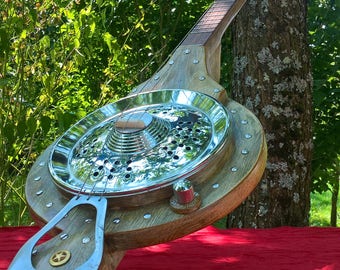 cigar box guitar hubcap
