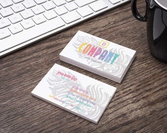 Grey WaterColor Feather Business Card - HO Approved - caught in the wild card - legging - Customizable for your business - bundles available