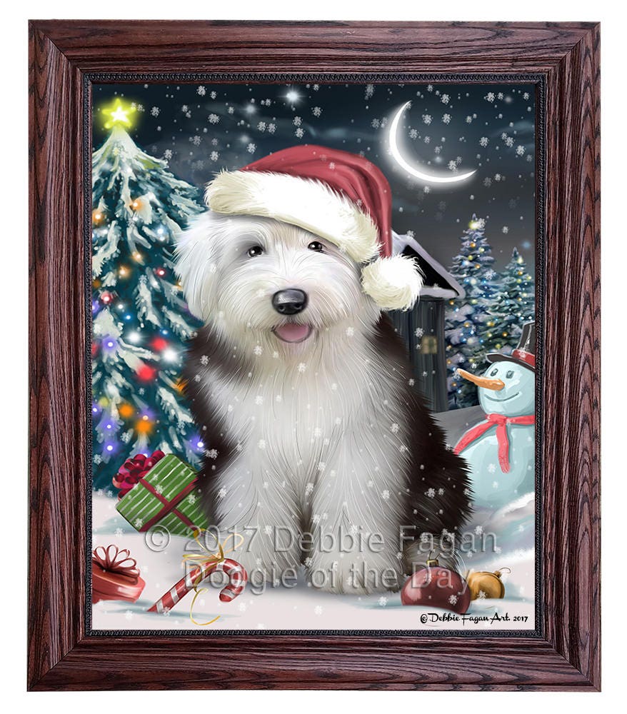 Holly Jolly Christmas Holiday Old English Sheepdog Dog Wearing