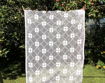 Soviet Vintage: Cotton Lace Curtain Fabric, Geometric Ornaments, Blossom, Russian Romantic Home Decor, Retro Curtain,Decorative Lace Curtain