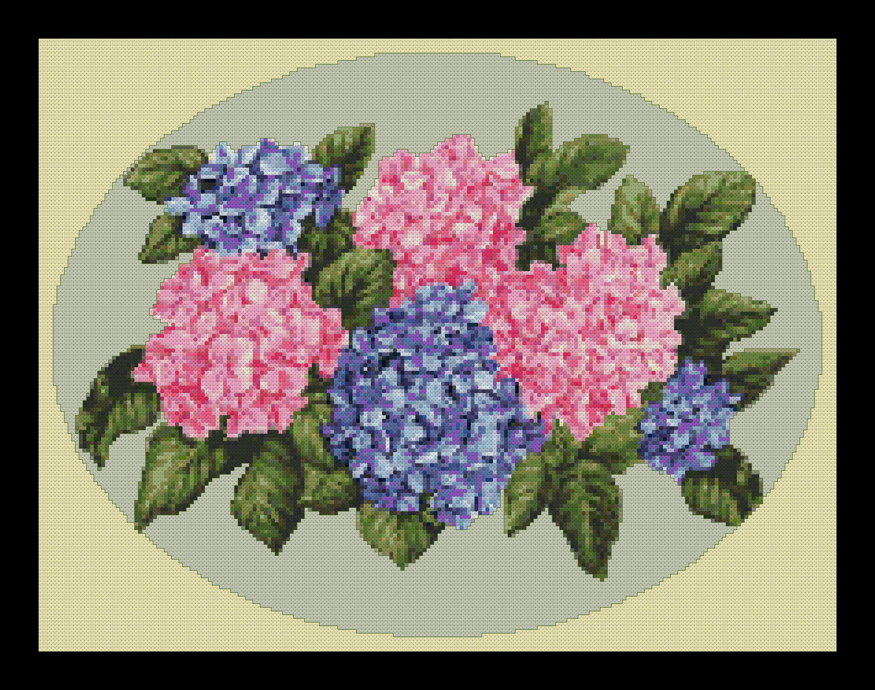NEW Pinks and Blues HYDRANGEAS Cross Stitch