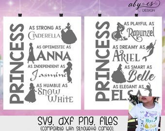 SVG File, Princess personality, Princess Disney SVG Files, Silhouette, studio3, cricut, .studio, cut files, Princess as, Disney Princesses