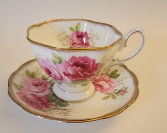 Vintage Royal Albert Cup And Saucer American Beauty Bone China England