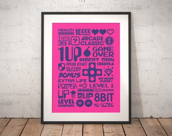 Arcade Game Text Interface Graphics Poster Print