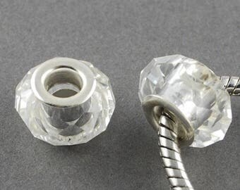 2 beads style European o14 transparent facet - 28311