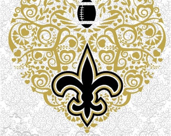 Football New Orleans Saints Heart SVG and DXF
