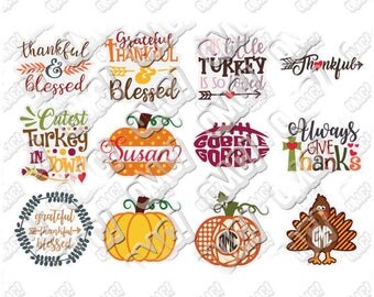 Thanksgiving SVG Bundle svg dxf eps jpeg format layered cutting files clipart screen print die cut decal vinyl cutter cricut silhouette
