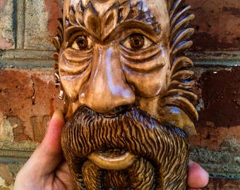 tree spirit, carved wood face, wood mask, wood spirit, wood carving, woodcarving, Wizard Tree Face, wall mask, wooden figure Halloween Decor