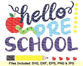 Hello preschool svg files for Cricut Silhouette teacher back to 1st first day of school preschool Kindergarten svg shirt design dxf cut file