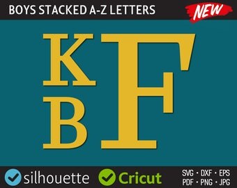 Stacked Font Svg Stacked Monogram Svg Cut Files Clamp Font Svg Dxf Silhouette Cricut Cuttable Initial Letters Iron On Heat Press Transfer