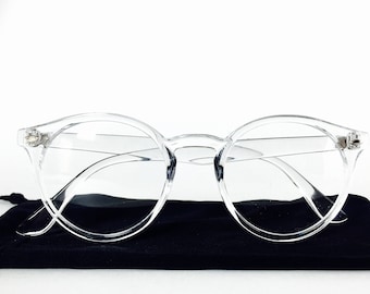 Vintage Clear Lens Transparent Frame Pantos Glasses