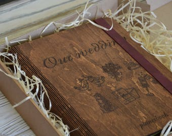 Wedding planner, wedding planner book, wedding book, wood planner, planner, notebook, wooden notebook, wedding planning, wooden journal