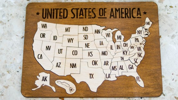 United States Wooden Map Puzzle Usa Map Table Game Wooden 9660