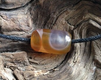 Hand Carved Laguna Agate Bead.