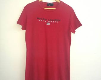 Long Shirt POLO SPORT Ralph Lauren Red Colour Large Size Women Dressed