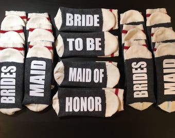 BRIDE to be, BRIDESMAID SOCKS, wedding socks, bride socks, wifey to be, novelty, bridesmaid gift, wedding party, wedding, gifts for her