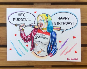 Harley Quinn birthday card - Suicide Squad, Joker, personalized, personalised, Justice League, card for dad, husband, card for boyfriend