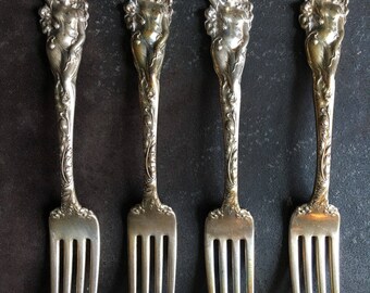4 Love Disarmed Reed & Barton Sterling Silver Luncheon Dessert Fork 7 1/8"