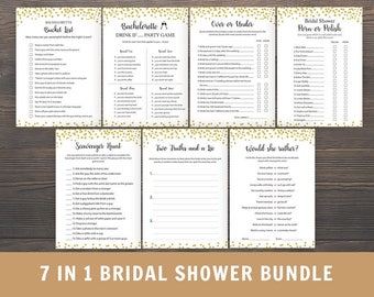 Bachelorette Party Games, Bridal Shower Games Bundle, 7 in 1 Bachelorette Games, Over or Under, Scavenger Hunt, Bucket List, PKG3