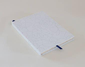 White floral hardcover notebook journal A5 handmade