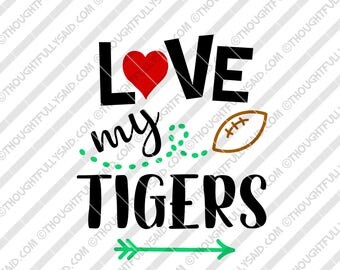 Love My Tigers Football design, SVG, PNG, dxf, eps cutting files, Silhouette, Cameo, Cricut, cut file, high school, college, club teams