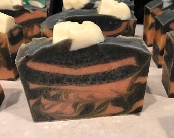 Halloween soap with glow in the dark soap skull - orange and black glow in dark soap with shea butter
