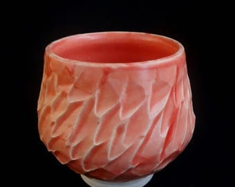 Salmon/Pink Carved Cup