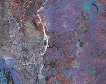 iris garden POURED ACRYLIC PAINTING