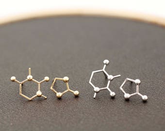 Caffeine Molecule Earrings,Chemistry earrings, Coffee Inspired, Biochemistry Molecule, Biology Jewelry, Coffee Lovers