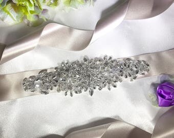Abstract Clean Crystal Bridal Belt, Wedding Dress Belt, Bride Sash, Bridal Dress, Maternity Sash, Wedding Accessories, Wedding Dress Belt