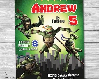Teenage Mutant Ninja Turtles Birthday Invitation, Ninja Turtles Invitation, Ninja Turtles Birthday, Personalized Digital Printable Invite
