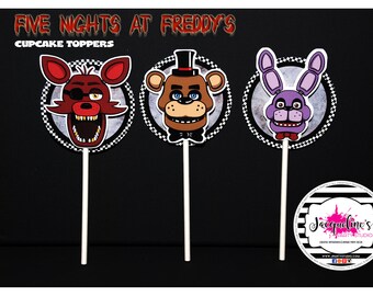 Five nights at Freddy's cupcake topper, SET OF 12