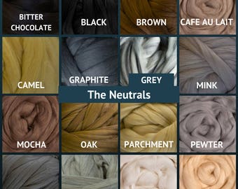 Merino Wool Roving - Felting Fiber - Spinning Fiber - The Neutrals - sold by the ounce