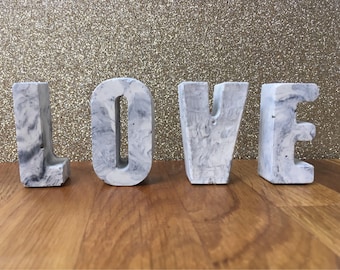 Concrete letter, concrete marble , unique gift, concrete marble effect, housewarming present, wedding, gift, concrete decorative item