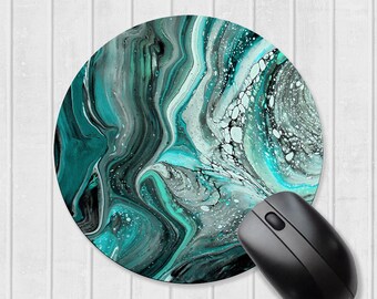 Marbled mousepad, turquoise mousepad, teal mousepad, abstract mouse pad, mouse mat, gift for coworker, gift for him, gift for her