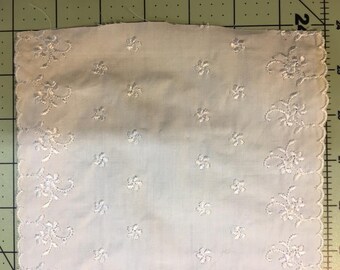 Vintage off white embroidered eyelet 7" wide