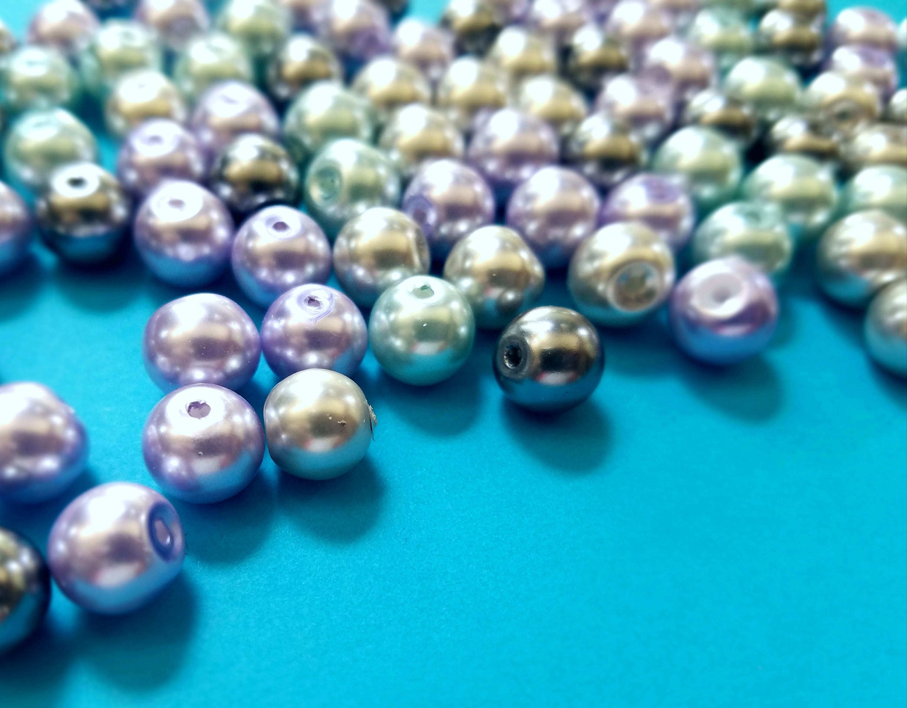 50 Glass Beads 8mm Pearlized Pastel Beads Silver Grey