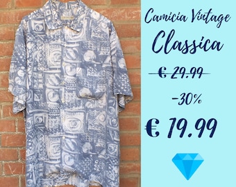 VINTAGE, retro, SHIRT sleeves, azzurra, shabby chic, fantasy, 100% viscose, xL