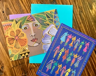 Set of 2 Vintage Laurel Burch Greeting Cards