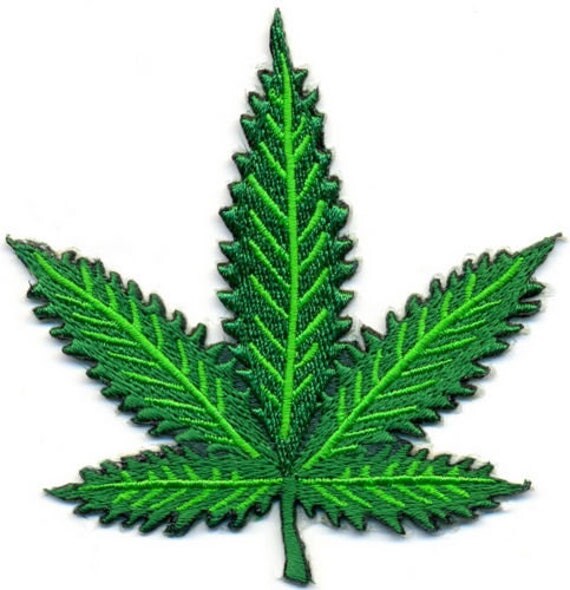 Pot leaf marijuana boho hippie retro weed applique iron-on