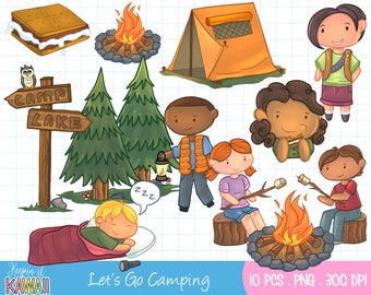 Camping clip art | Etsy