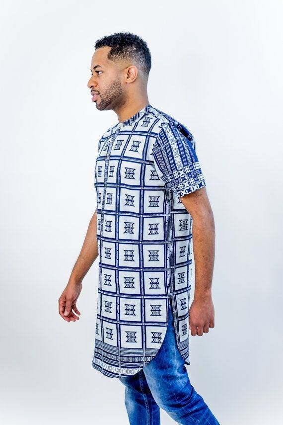 ankara trouser and white shirt for guys