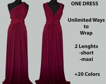 Burgundy wine Bridesmaid dress, burgundy infinity dress, burgundy convertible dress, burgundy multiway dress, party dress, prom dress