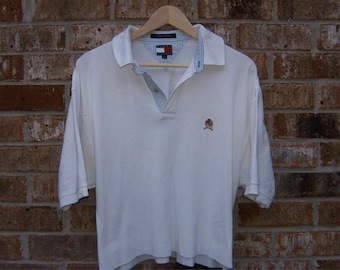 Tommy Hilfiger crop top dad polo shirt vintage reworked large