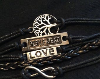Best Friend, Tree of life and love multistrand bracelet
