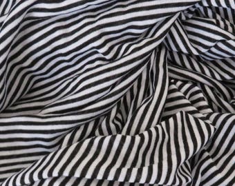 Black & White Stretch Interlock Knit Tiny Pinstripe Fabric By the Yard DIY Punk Goth Unique <3
